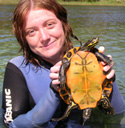 student with turtle