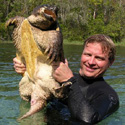 Steve Johnson with 	Snapping Turtle